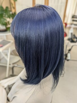 ヘアサロン フラット(Hair salon flat) Wカラー ネイビーブルー