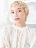 ホワイトブロンド小顔シースルーベリーショートウルフ20代越谷c8