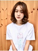 シースルーバング×毛先カールミディ