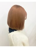 髪質改善トリートメント_マロンベージュ Aラインボブ かきあげ