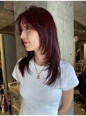 秋冬の暗髪暖色カラーとレイヤーカット　英心