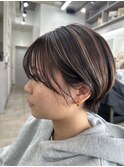髪質改善ハイライトボブ