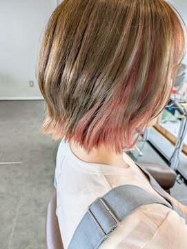 ヘアサロン フラット(Hair salon flat) アンブレラカラー　ヘーゼルベージュ×ペールピンク