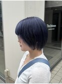 ダブルカラー/ネイビー/ボブルフ/ネビージュ/原宿/前髪/韓国