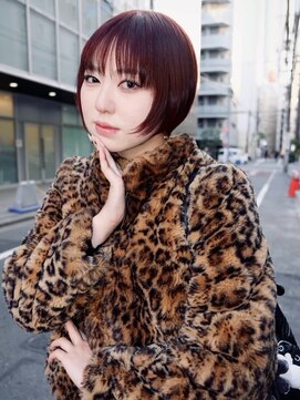 レコ 渋谷(LECO) ボルドーダブルカラーショートボブ