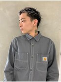 ベリーショート_オリーブベージュレイヤーカットウェットヘア