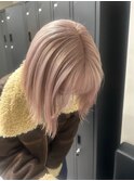 14188ブリーチ＆ダブルカラーミルクティーベージュブロンドボブ