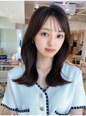 シャギーレイヤー韓国ワンホンヘアシースルーぱっつん前髪