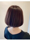 【+ONE 自由が丘】ピンクブラウンのミニマムボブ