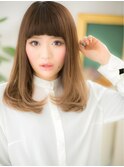 眉上前髪で目力UP♪グラデカラーの個性派ロングa