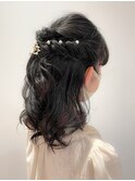 後れ毛くるりんぱ編み込み結婚式二次会ヘアアレンジアップ☆