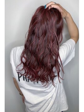 フロート 小阪店(float) チェリーレッド_マロンベージュ Aラインボブ かきあげ