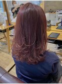 グレージュカラー ボブルフ 黒髪 ココアベージュ ロングヘア