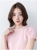 大人かわいい切りっぱなしボブ韓国レイヤーかきあげ前髪卵型