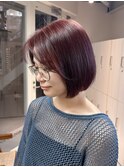 ワインレッド×タッセルボブ