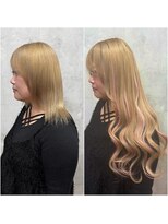 ボヤージュニケ(Voyage Nike)&nbsp;Before→After/羽エクステ×ピンクメッシュ