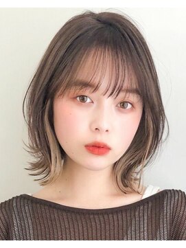 ヘアアンドライフ リー 山形北店(Re...) イヤリングカラー/韓国風くびれ/外はねボブ/20代30代40代
