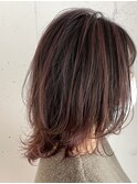 ［横山］ピンクハイライトバレイヤージュ×ミディアムウルフ