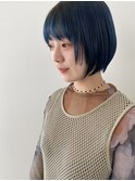 ブルーカラー/ショートボブ/前髪カット