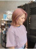 ホワイトピンクカラーミディニュアンスカラー艶カラー10代20代