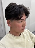 京都センターパートフェザーパーマツイスパメンズパーマウルフ