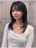 ナチュラル透明感黒髪レイヤー◎