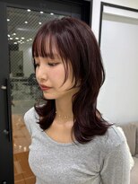 アイズ 横浜(IS) 横浜/ミディアムレイヤー/顔まわりカット/ワインレッド