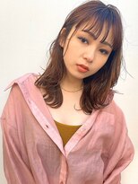 リアン(Lien)&nbsp;Lien☆ピンクブラウン×厚めバング×ゆるふわミディ