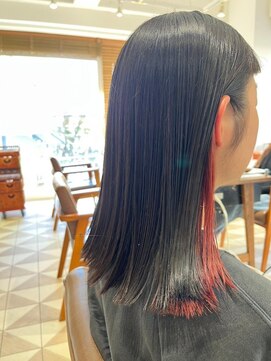 バブ バイネオリーブ(Bab by neolive) インナーカラー/小顔/オレンジワンレン/ボブルフ