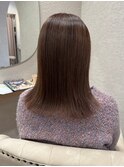 切りっぱなしミディアム/透明感ブラウンベージュ
