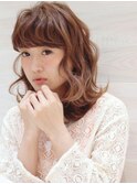 ■厚めバングxウェーブパーマラブフェミニンM.SLASH自由が丘27-3