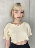 金髪ボブ ボブ ブロンド 小顔効果抜群カット似合わせボブ AKARI