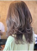 大人可愛いデジタルパーマ抜け感ブラウンベージュ