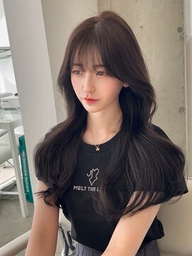 アイシー 表参道(ICY) 韓国ヘア 2wayバング 顔まわりカットNo.1 レイヤー グレージュ