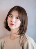 前髪 こなれミディ イメチェン ミディアム 外ハネ ベージュ