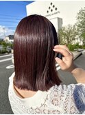 ブリーチなしダブルカラー/ワインレッド/切りっぱなしミディアム