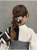 卒業式ヘア　卒業式　袴ヘアアレンジ　ロング　編み下ろし　大阪