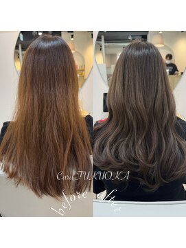 カラ フクオカ(Cara FUKUOKA) ミルクティーグレージュ《★髪質改善うる艶水素カラー＋カット》