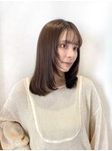 10代20代30代/ミディアムレイヤーくびれヘア/オリーブベージュ