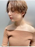 ハンサムショート ゆるふわヘア ブリーチなし 骨格補正 小顔