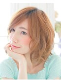 夏美髪質改善アプリコットオレンジハイライトカラーくびれヘア05