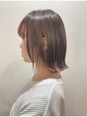 ボブ【切りっぱなし・ハイライトピンク】