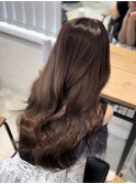 ブリーチなしマロンベージュ韓国レイヤー 顔まわりカット