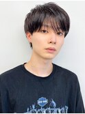 無造作マッシュメンズショート☆ツーブロックアッシュブラック