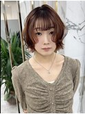 切りっぱなしボブ/パーマ風/フェイスレイヤー