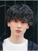 原宿シャドウパーマメンズカットマッシュウルフダウンパーマ30代