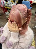 めちゃ可愛♪『編み上げツインハーフ編みおろしウェーブ巻き』