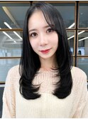 小顔レイヤー◎韓国風くびれ髪質改善カラーロングヘア艶髪