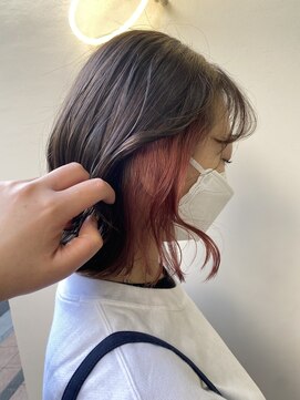 アジールヘア 北千住駅西口店(agir hair) インナーピンクカラー ピンクカラー韓国ブリーチ北千住