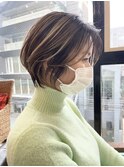 「NUDE」3Dハイライト20代30代40代前髪なしショート束感ショート
